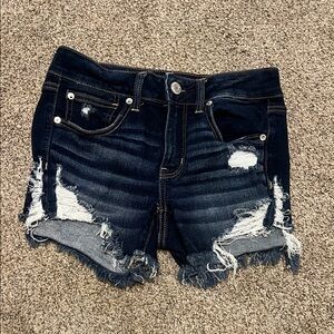 American Eagle Dark Wash Distressed Jean Shorts
